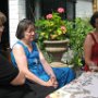Therese Koturbash, Pam Wearing and Barbara Johnson on the patio of Barbara Paskins's house. June 2009.