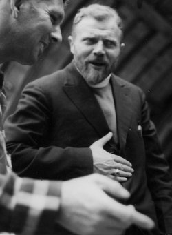 Bishop Nicholas Hettinga of Rawalpindi in Pakistan, listening to a visitor.