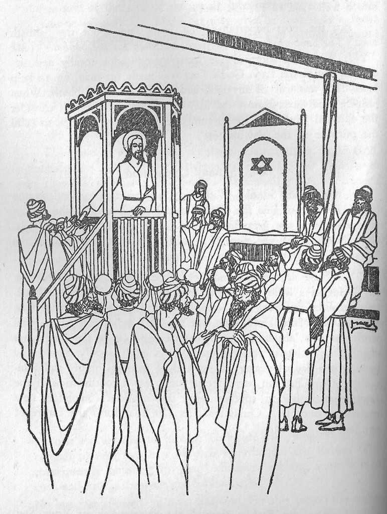 Jesus preaching in the synagogue of Nazareth. From Background to the Gospels.