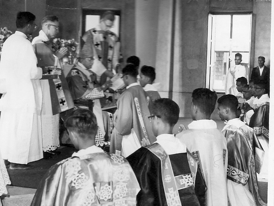 Assisting Archbishop Gopu (I am standing on his left) during an ordination to the diaconate.