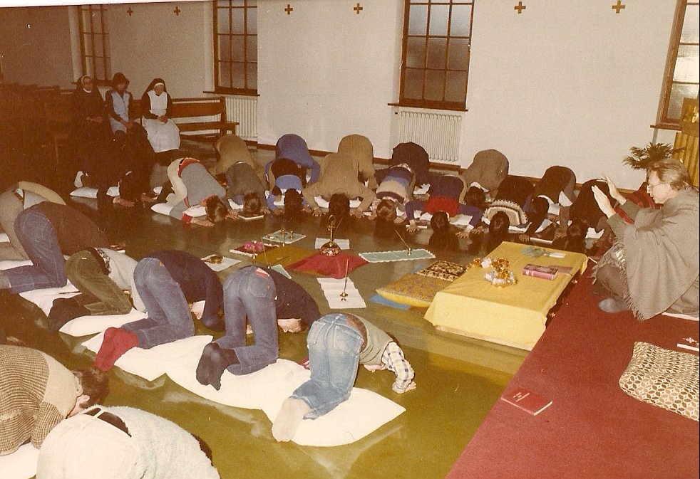 Students of Absam seminary, Austria, prostrate during an Indian Mass I celebrated for them.