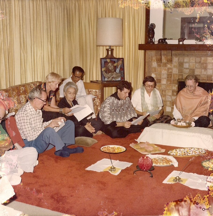 Saying an Indian Mass for our members and friends in Los Angeles. Hans Hienkens first on my right.